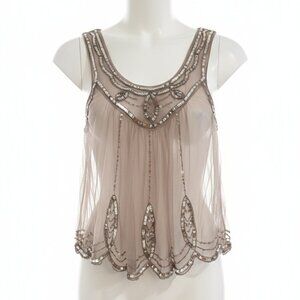 Free People Beaded Sequin Sheer Boho Tank Top  ✨